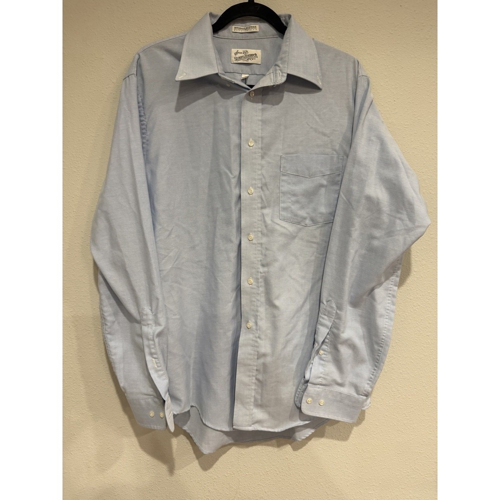 VTG‎ Sears Roebuck Men's Blue Long Sleeve Button Up Shirt, Size 16 34/35